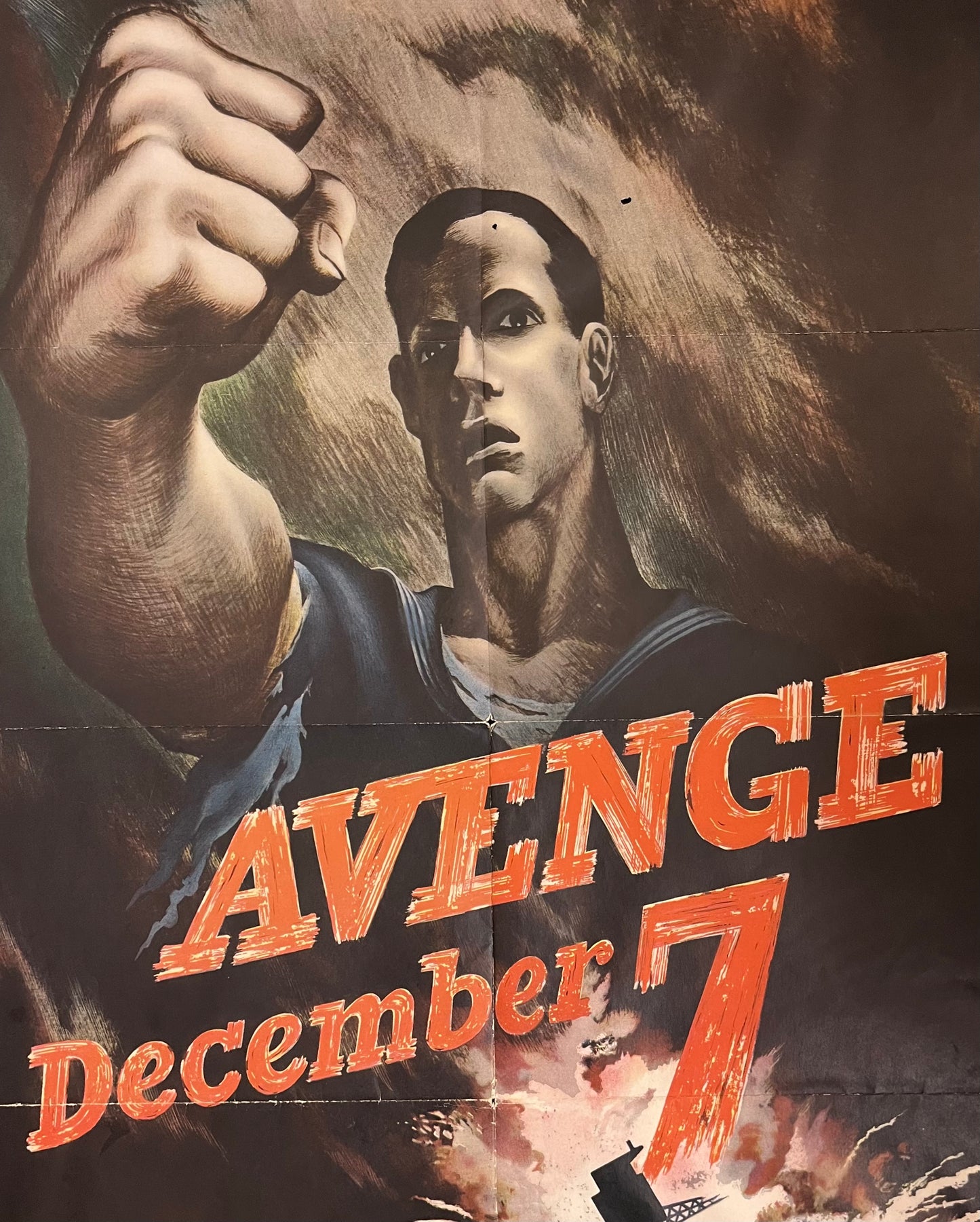 Original U.S. WWII 1942 Avenge December 7th (Pearl Harbor) OWI Propaganda Poster by Bernard Perlin - 22 x 28