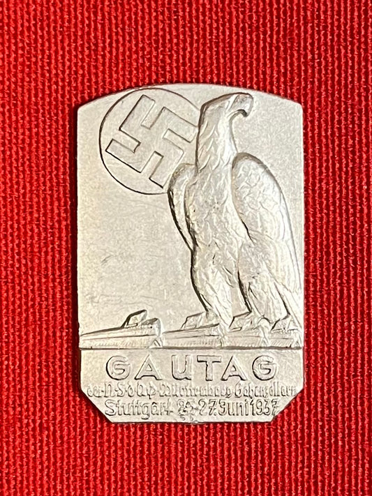 Authentic WW2 Era German NSDAP (NAZI PARTY) 1937 Stuttgart Gautag Badge/Tinnie