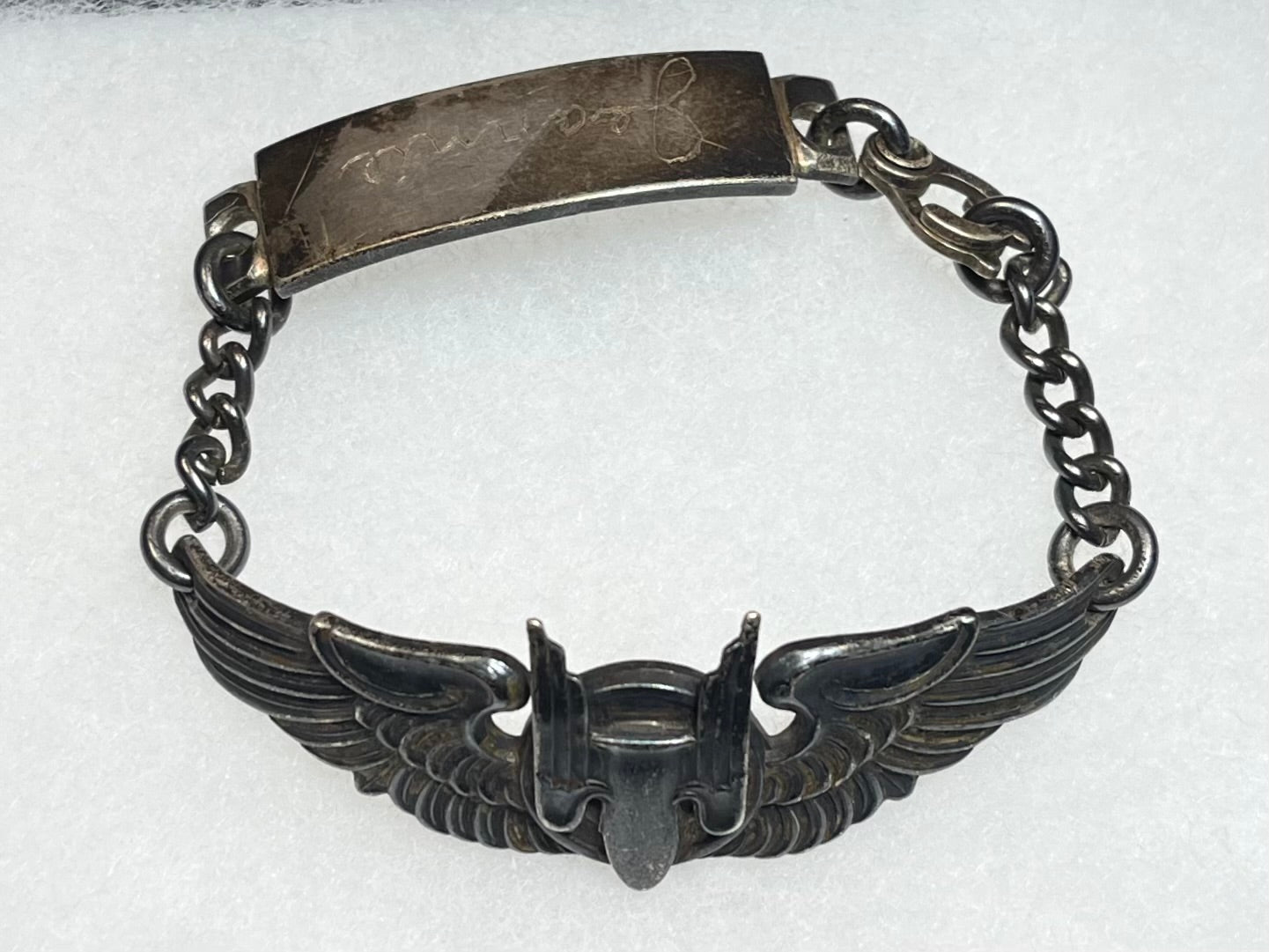 WWII USAAF 3” AERIAL GUNNER WINGS BRACELET - .925 STERLING