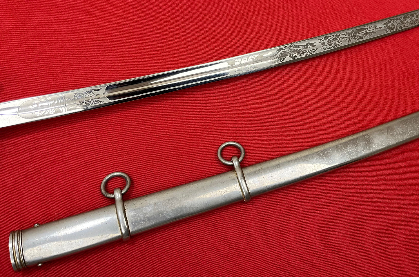 WW2 Era U.S. M1902 Officer’s Sword & Scabbard W/ Knot ENGRAVED