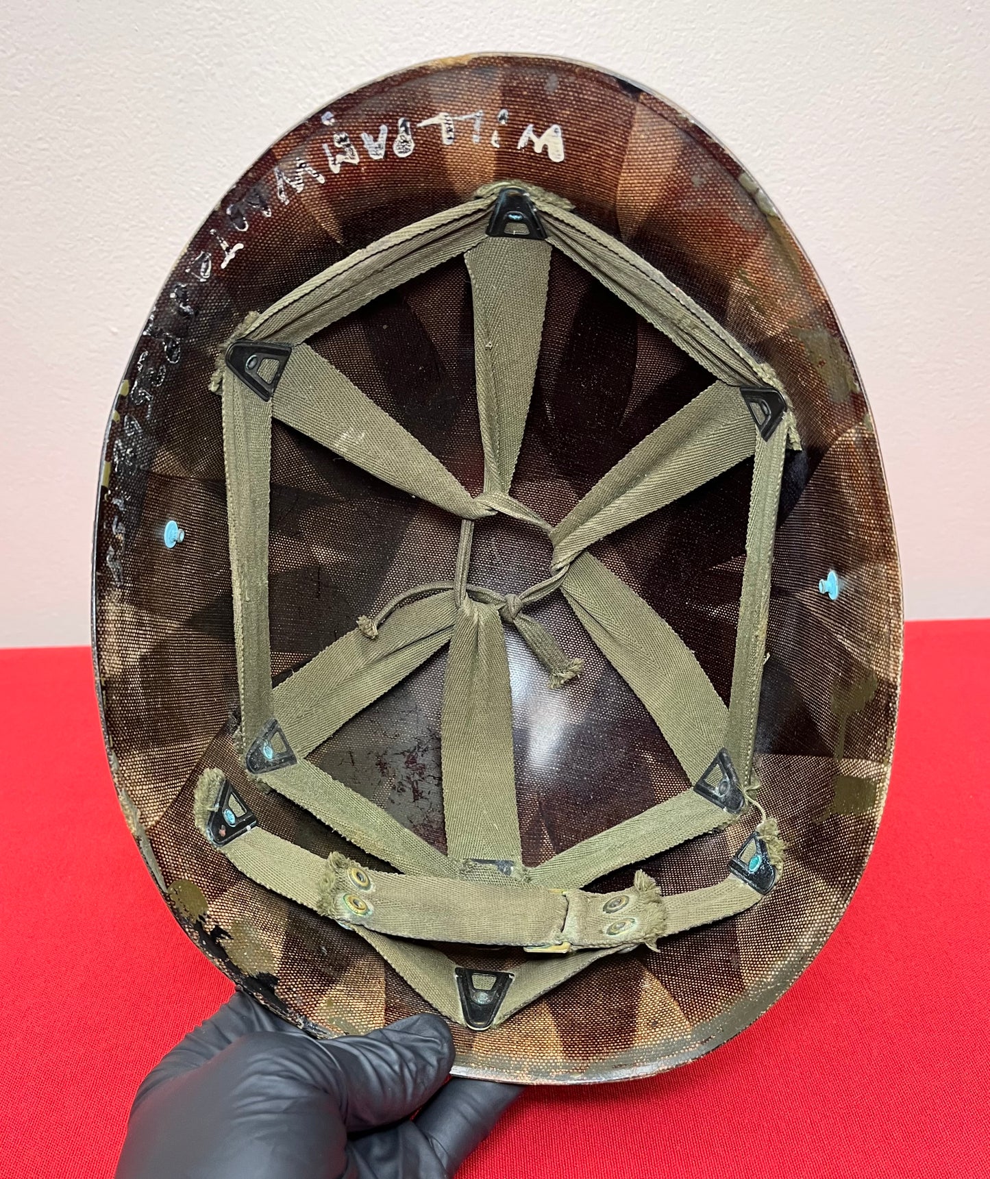 Authentic U.S. M1 Helmet & Liner Named W/ Insignia - Vietnam Era