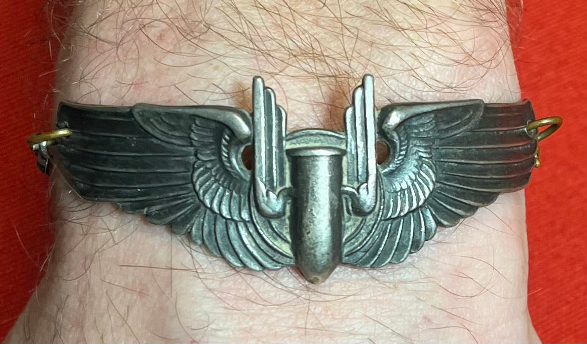 WWII USAAF 3” AERIAL GUNNER WINGS BRACELET - .925 STERLING