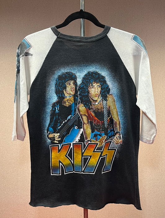 1980's Kiss - Heaven's On Fire Tour Concert Shirt 3/4 Sleeve - Original Single Stitch