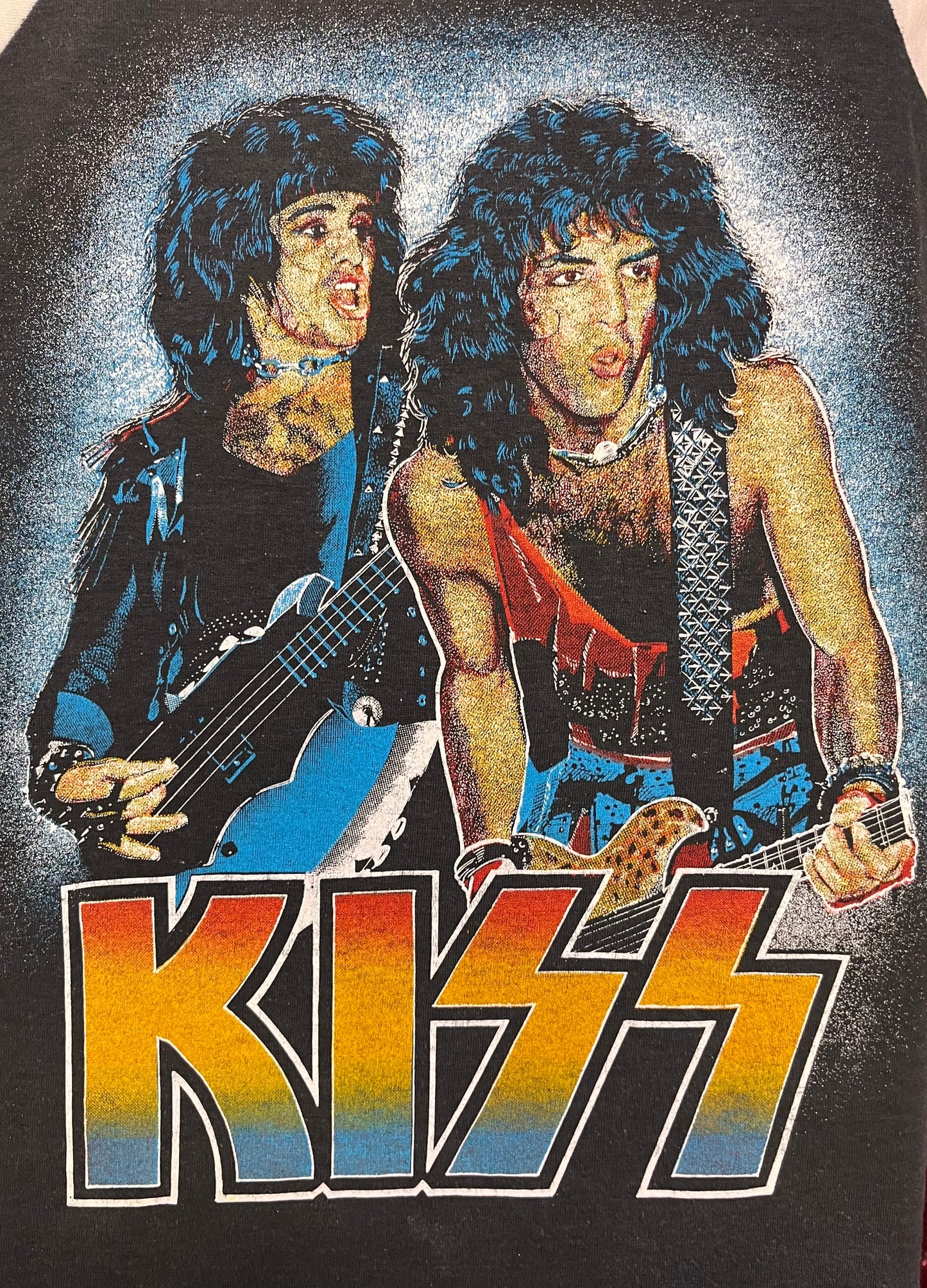 1980's Kiss - Heaven's On Fire Tour Concert Shirt 3/4 Sleeve - Original Single Stitch