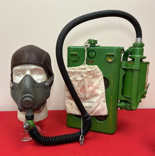Original U.S. WWII Navy (Blimp) Rebreather Aircraft Breathing Apparatus + Mask & Oxygen Generating Cannister