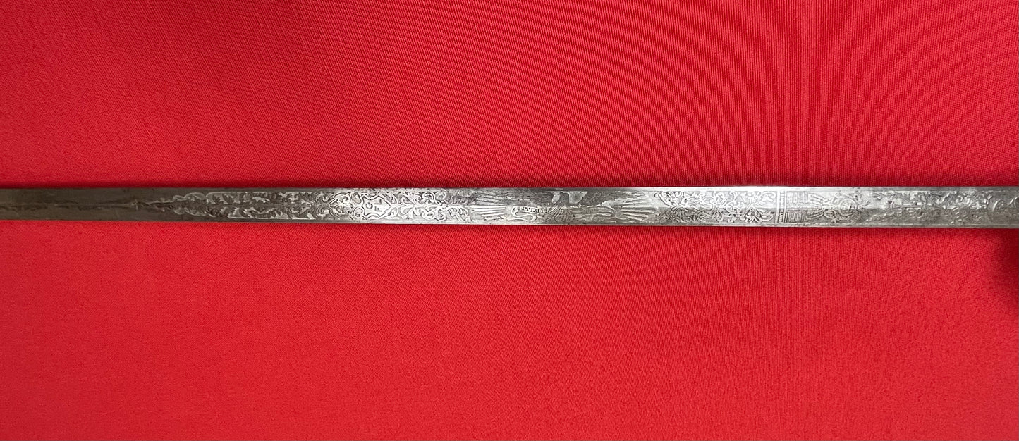 1800’s Sons of Veteran’s GAR Sword Etched Blade General Grant 1861-65 Civil War