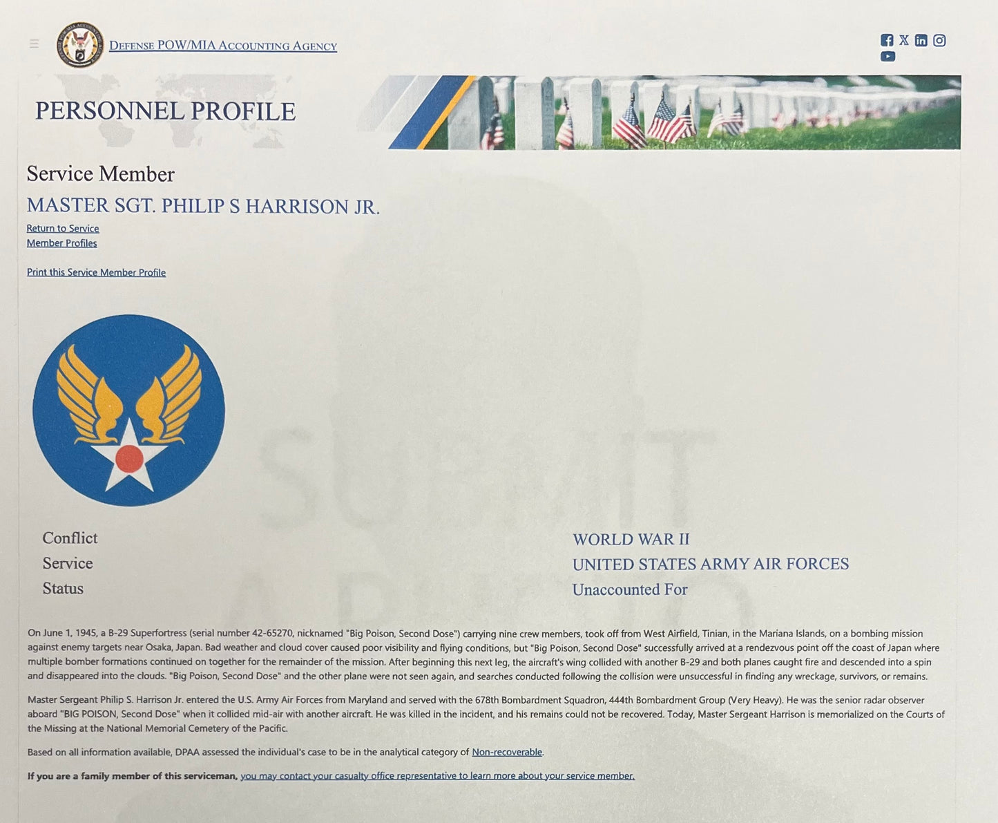 WW2 U.S. Vultee BT-13 Valiant Aircraft Wing Piece (Signed) Canvas Insignia 30”