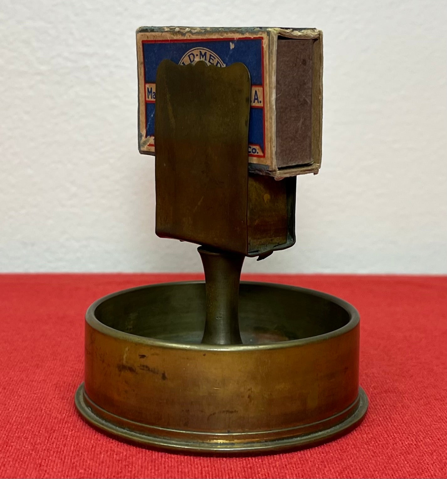 WW2 U.S. 75MM SHELL (TRENCH ART) ASHTRAY & MATCHES