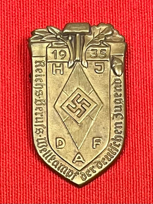 WW11 Era Hitler Youth HJ & DAF Joint Competition Tinnie Badge 1935 Dated