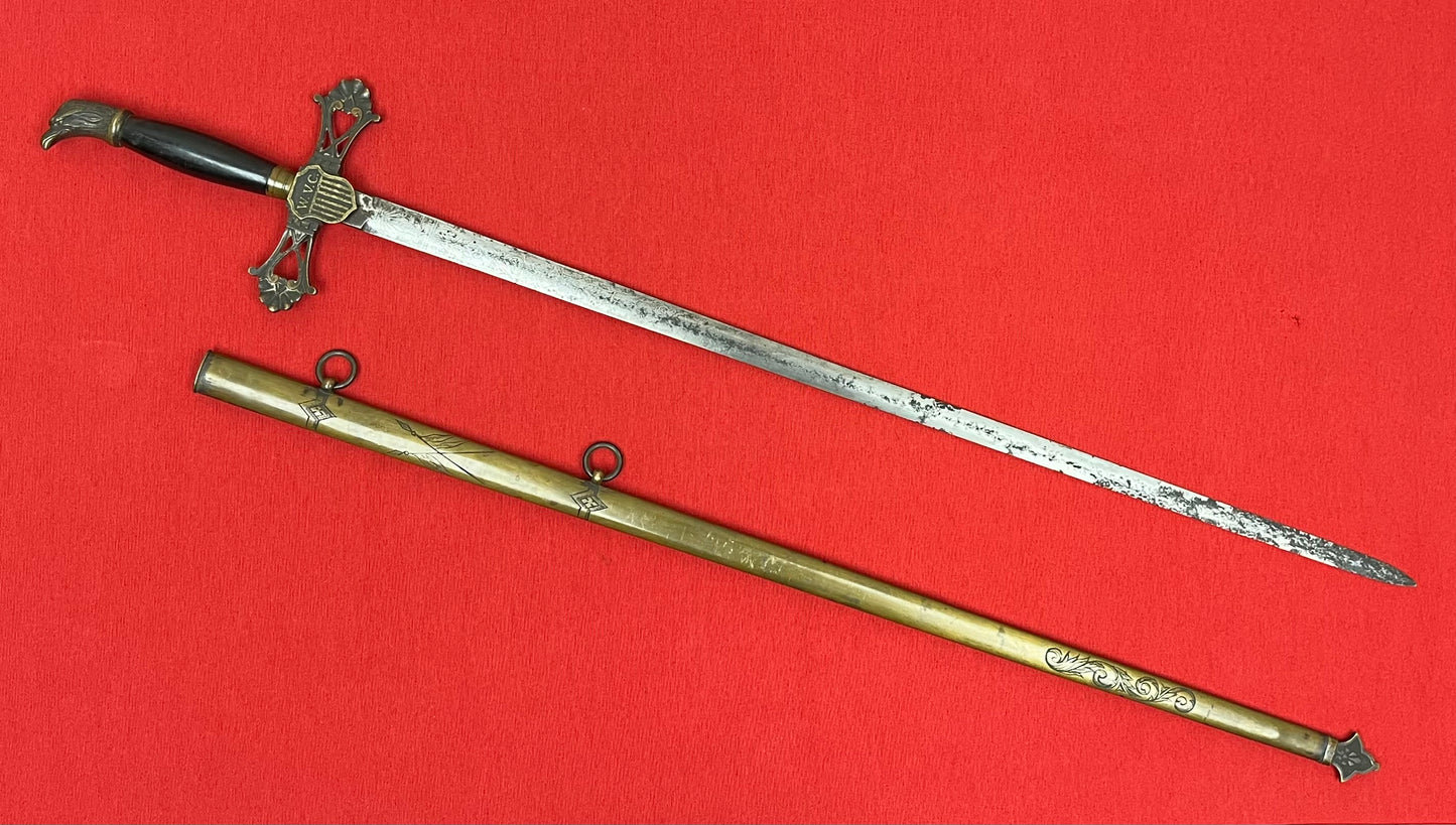 Pre-Civil War Militia Eagle Head Sword W.V.C Shield Circa 1830-50