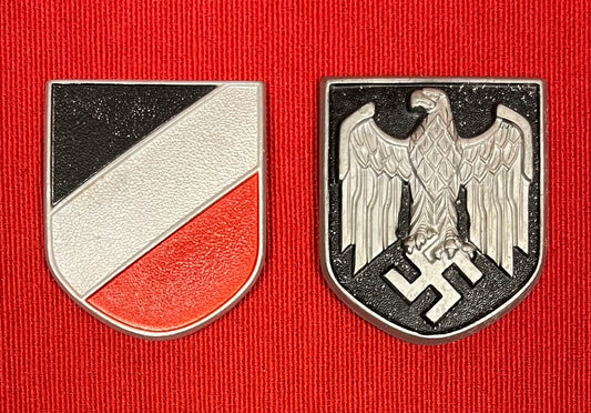 Authentic WWIl German DAK Sun/Pith Helmet BadgesTri-Color & Wehrmacht Eagle