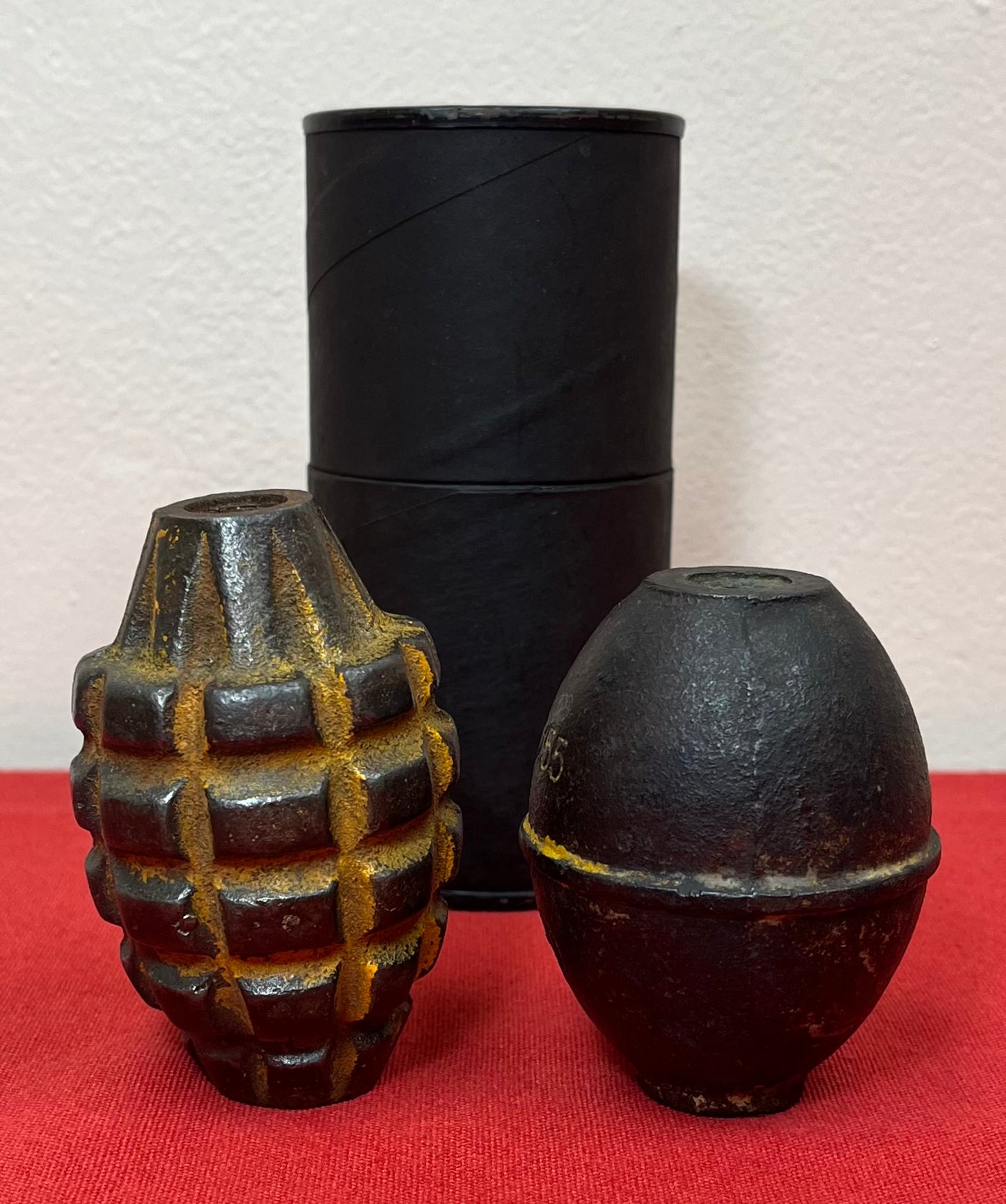 Authentic U.S. MkII Pineapple & M62 RFX55 (Inert) Practice Grenades W/ Tube