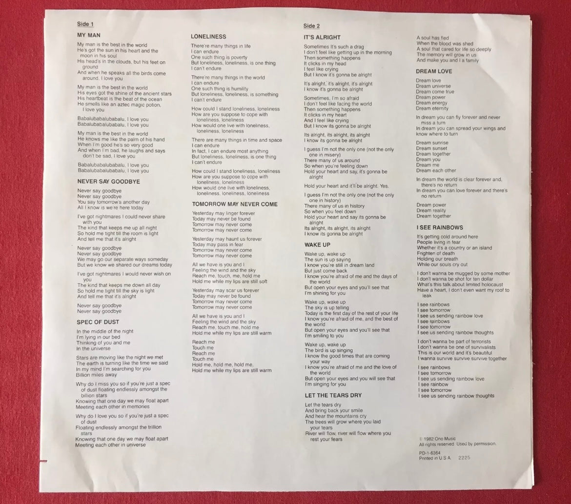 Yoko Ono- WHYY Radio Station LP Record (Personally Owned) & Signed Copy w/ Letter 1 of 50 Beatles!!!