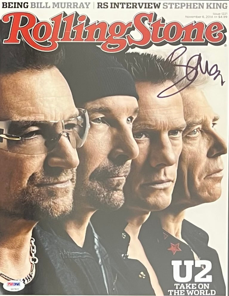 U2 - BONO (Signed) Paul David Hewson Rolling Stone Magazine Print 11x14 PSA COA