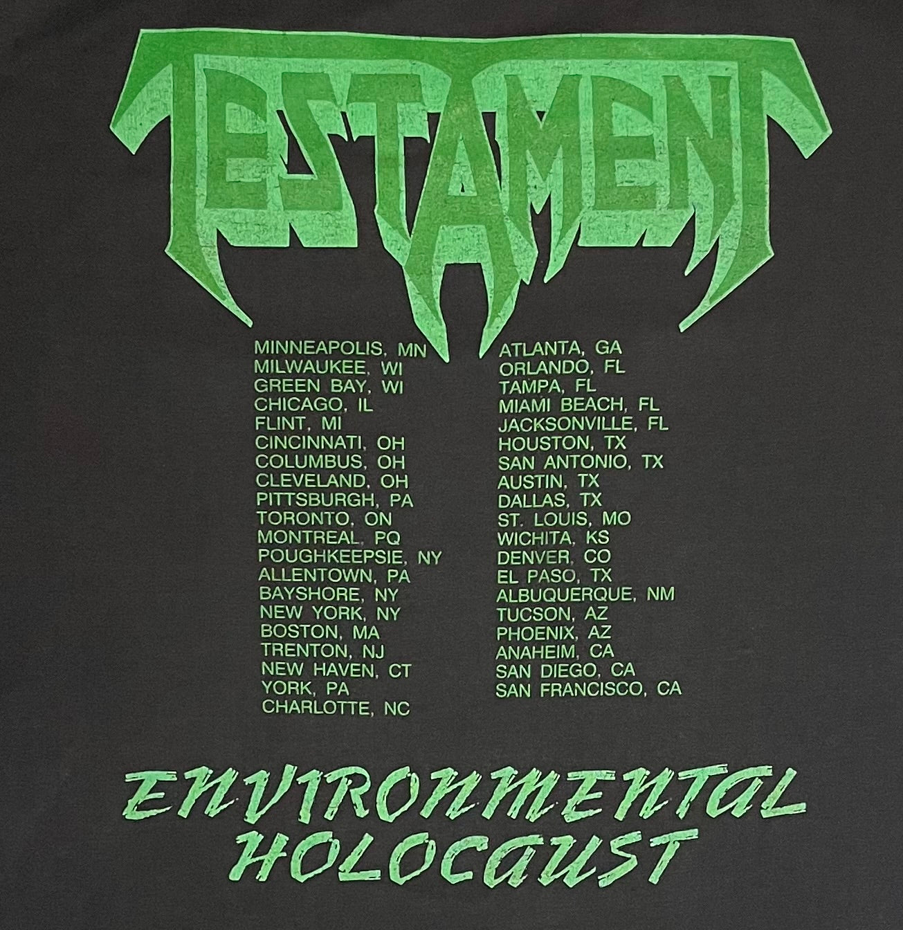 1989 Testament - Environmental Holocaust / Greenhouse Effect T-Shirt Brockum OG