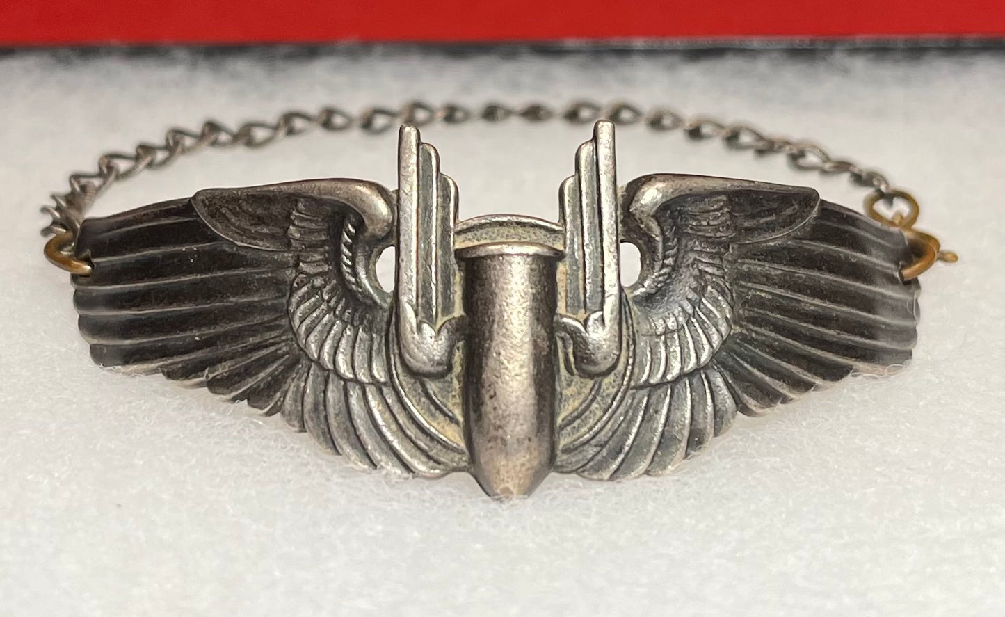 WWII USAAF 3” AERIAL GUNNER WINGS BRACELET - .925 STERLING