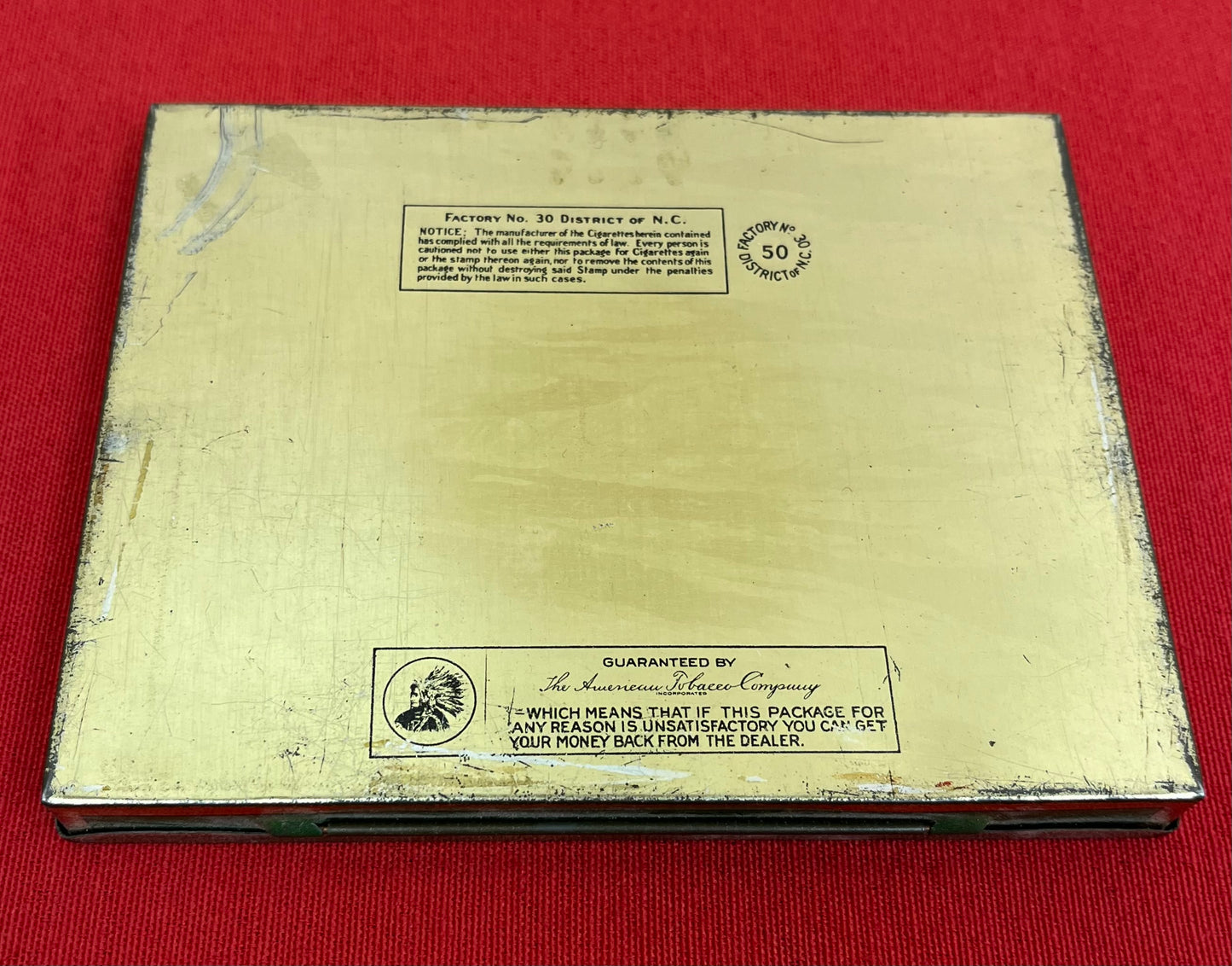 AUTHENTIC WWll ERA LUCKY STRIKE CIGARETTE CARTON & TIN W/ REPRODUCTION PACK