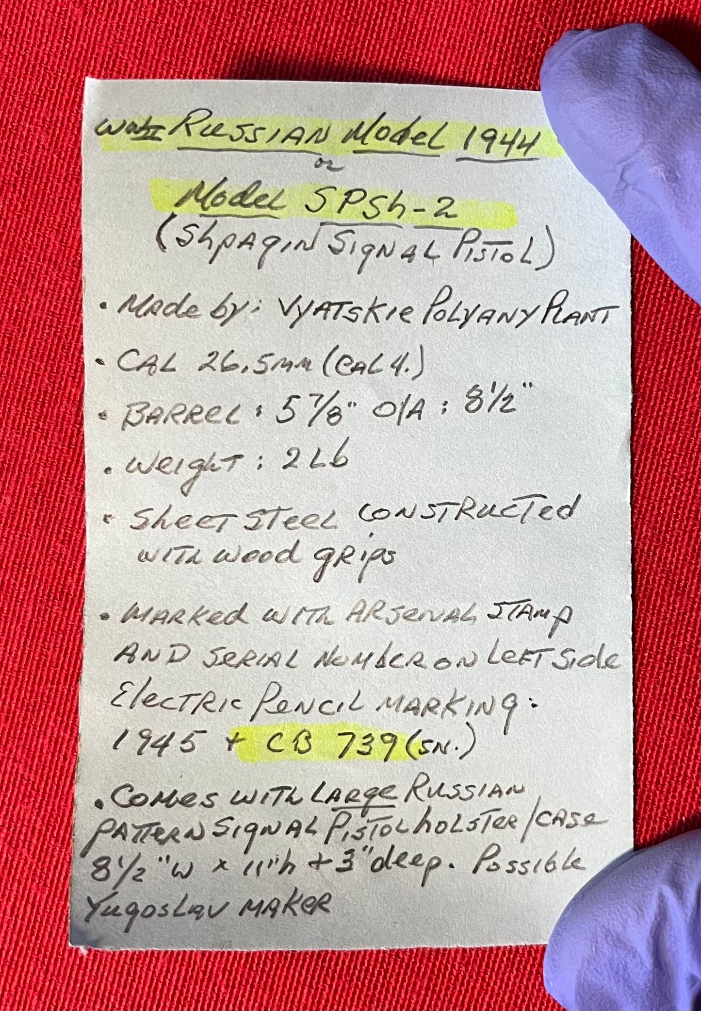 WW2 M1944 Russian Signal / Flare Pistol Model 1944 - Spsh2 (Documented)