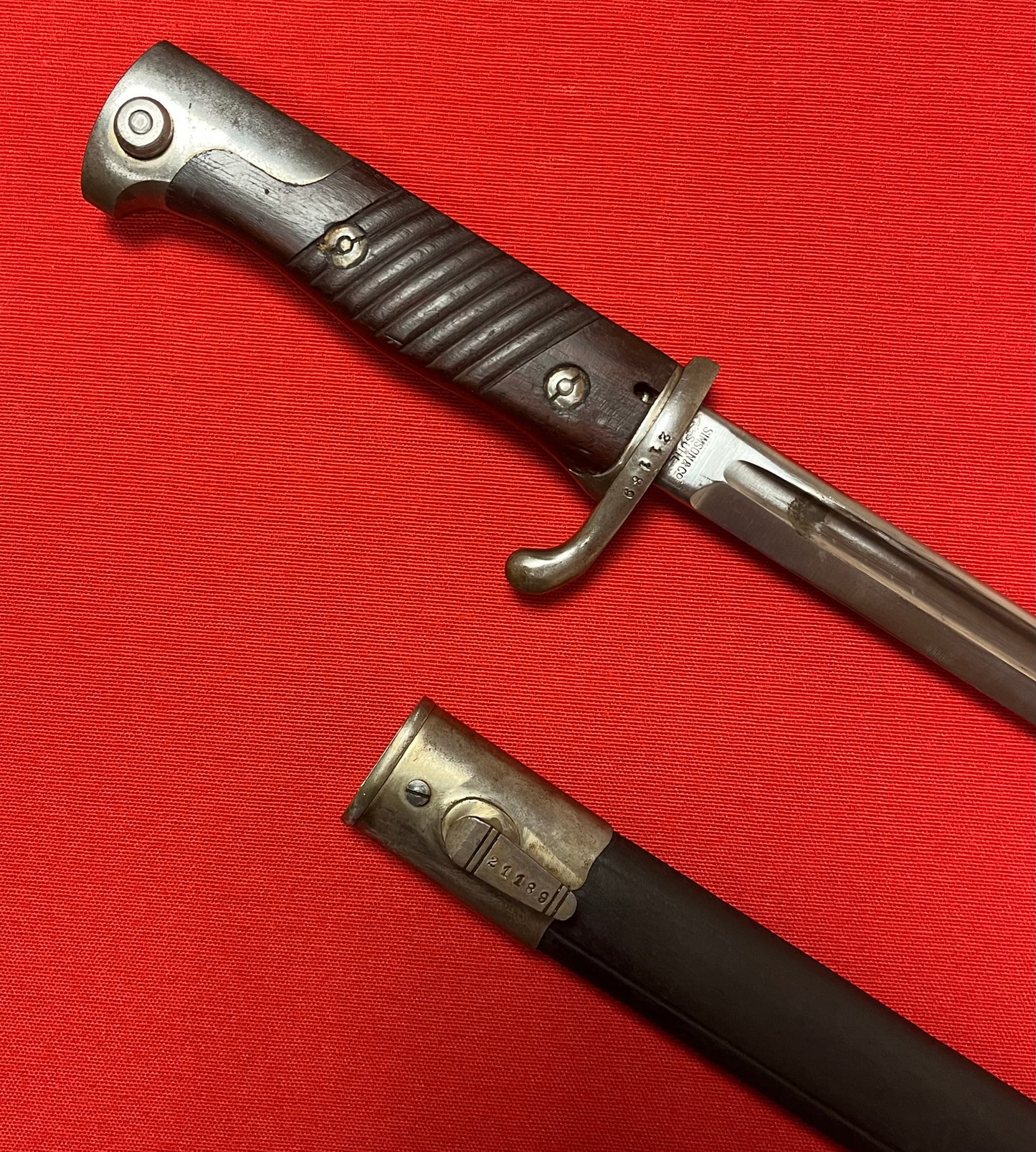 WW1 Era M1898 German "Quill Point" Bayonet W/ Matching Numbers by Simson & Co Suhl