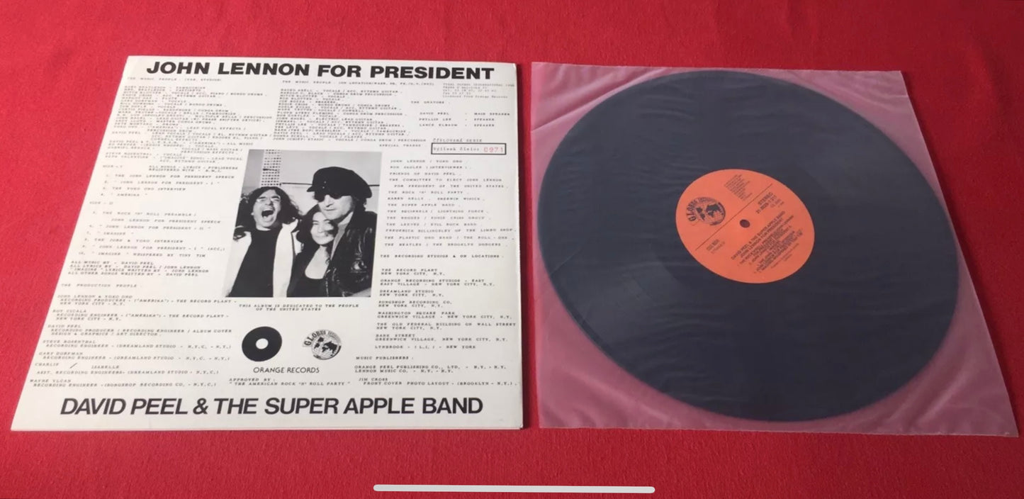 David Peel & The Super Apple Band / John Lennon for President / Czechoslovakia Pressing - Beatles