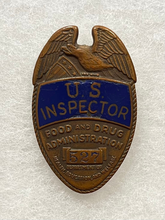 Obsolete FDA Badge Early Enamel U.S. Inspector 1940’s Era