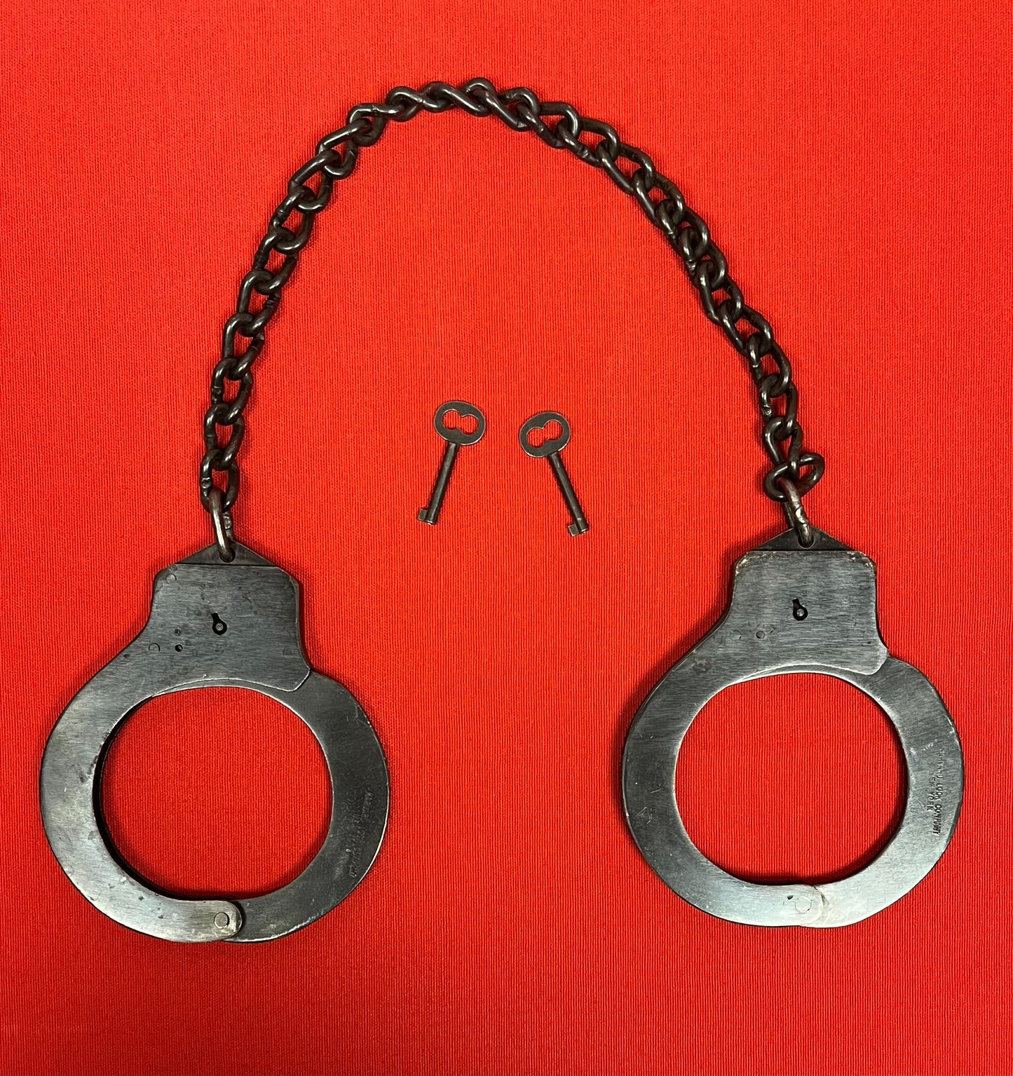 Original WWII U.S.N. Navy Marked Handcuffs Harvard Lock Company Hand & Leg Irons W/ Keys