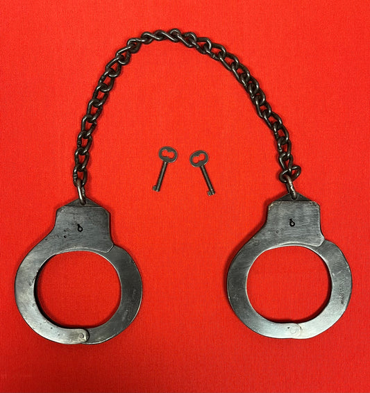 Original WWII U.S.N. Navy Marked Handcuffs Harvard Lock Company Hand & Leg Irons W/ Keys