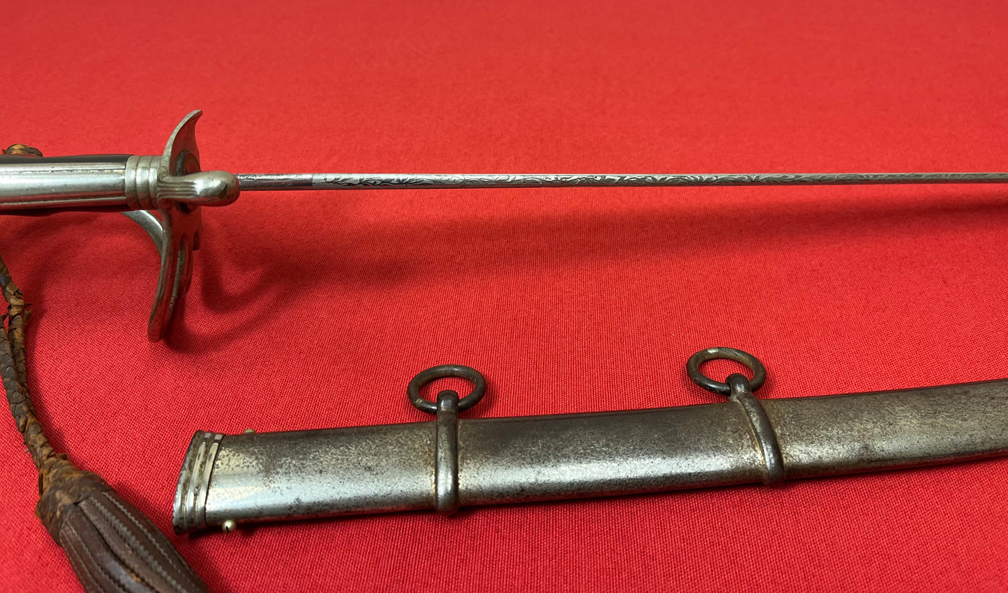 WW2 Era U.S. M1902 Officer’s Sword & Scabbard W/ Knot ENGRAVED