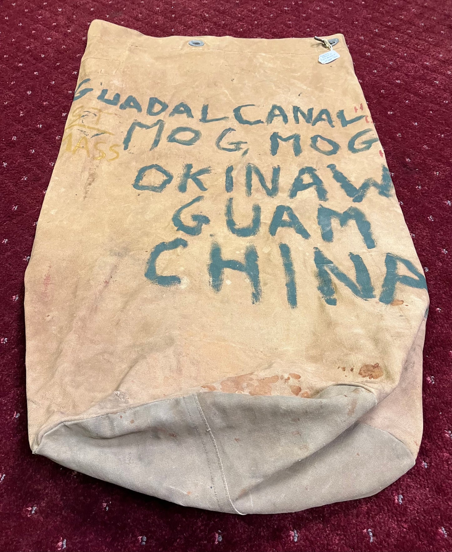 WW2 USMC “Painted” Seabag Guadalcanal/Okinawa ID H.T. Aubrey 6th Marine Div.