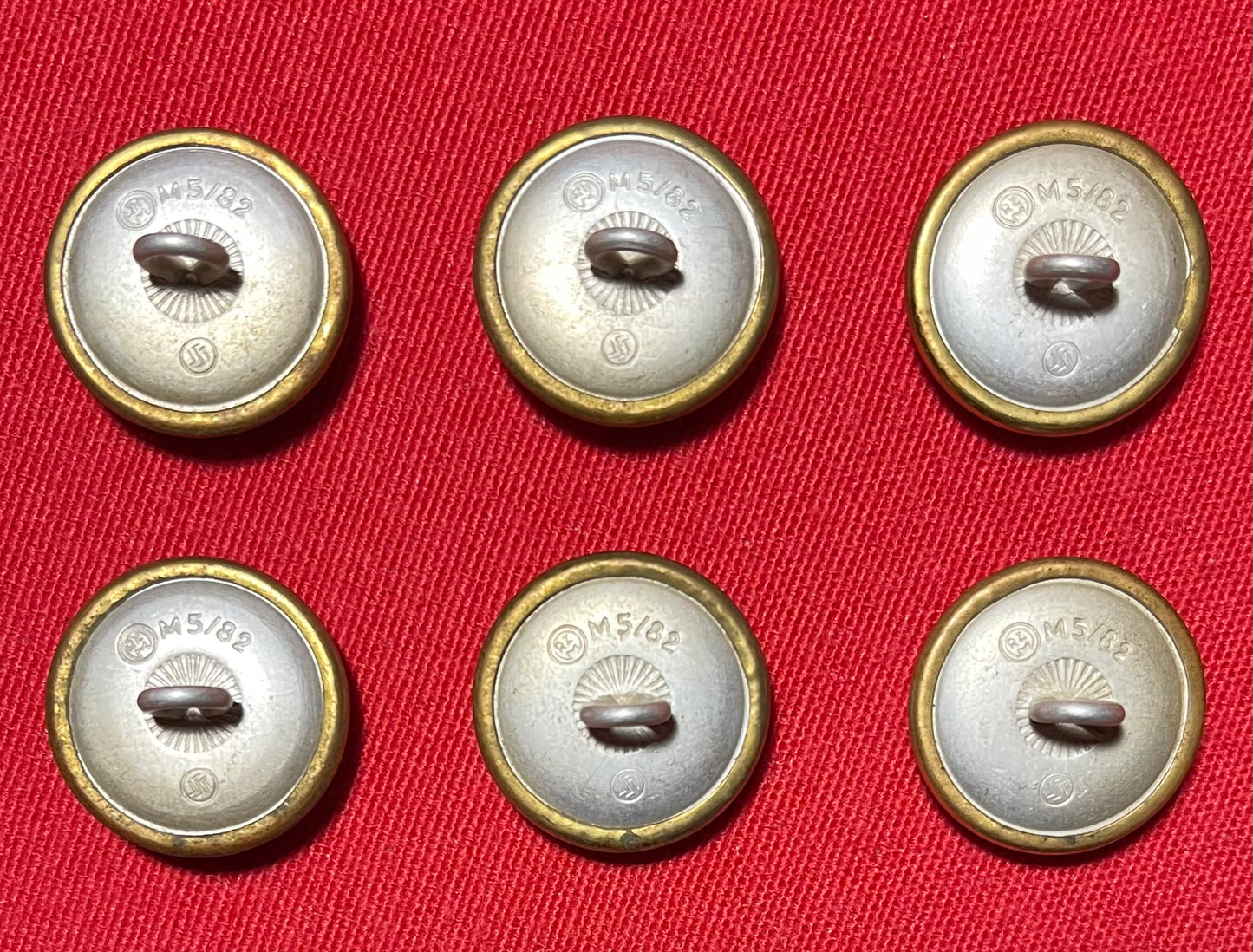 Original German NSDAP Nazi Party Political Uniform Buttons RZM Marked (Set of 6)