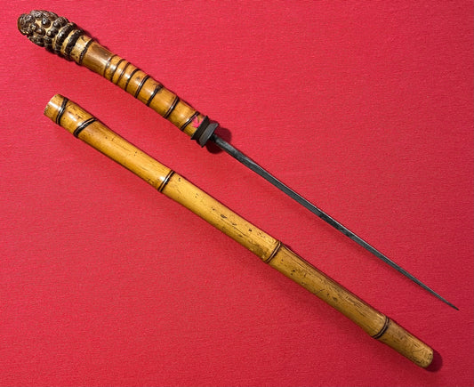 Original 19th Century Bamboo Sword Cane / Swordstick - Swagger Stick