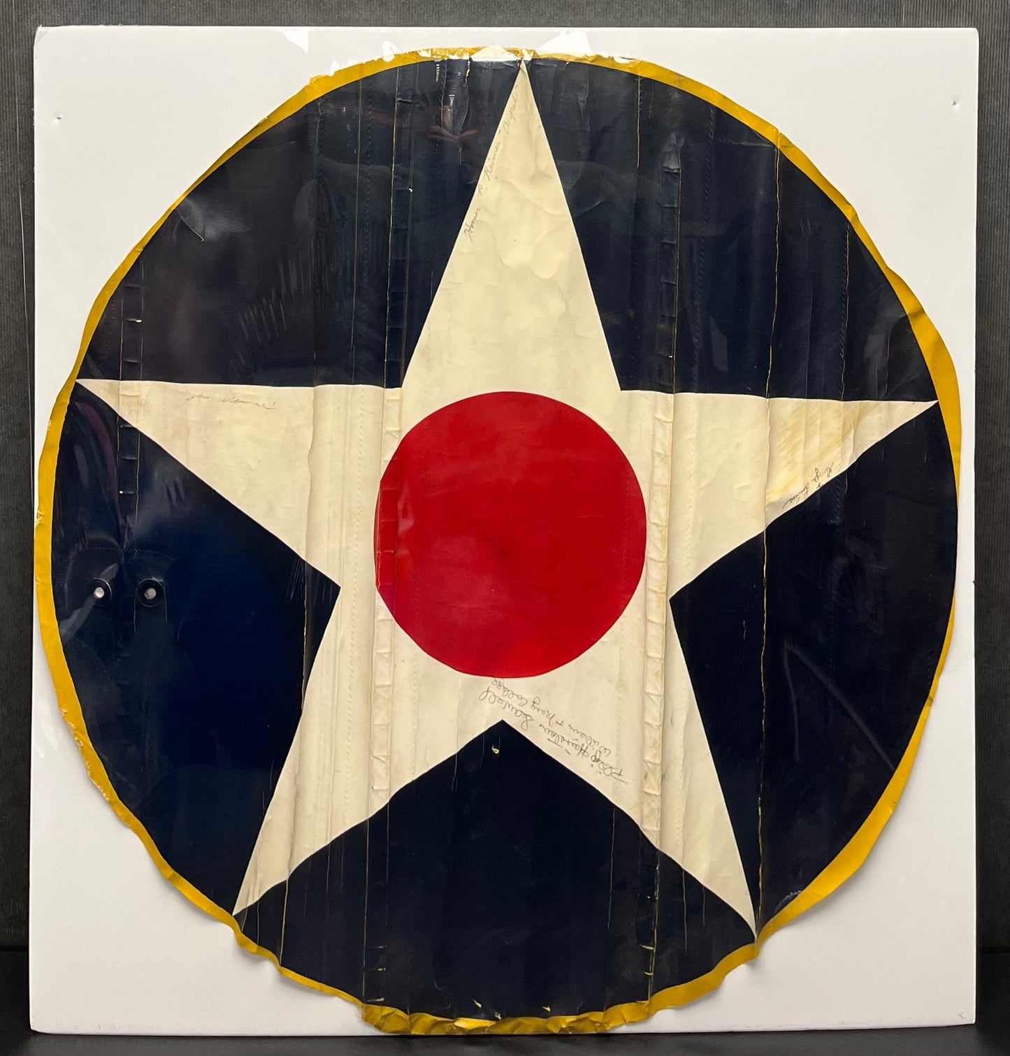 WW2 U.S. Vultee BT-13 Valiant Aircraft Wing Piece (Signed) Canvas Insignia 30”