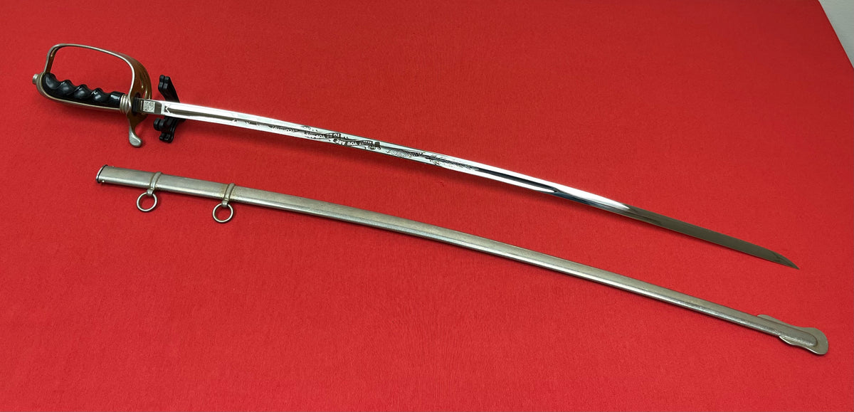 WW2 Era U.S. M1902 Officer’s Sword & Scabbard Engraved-Eastern Military Academy