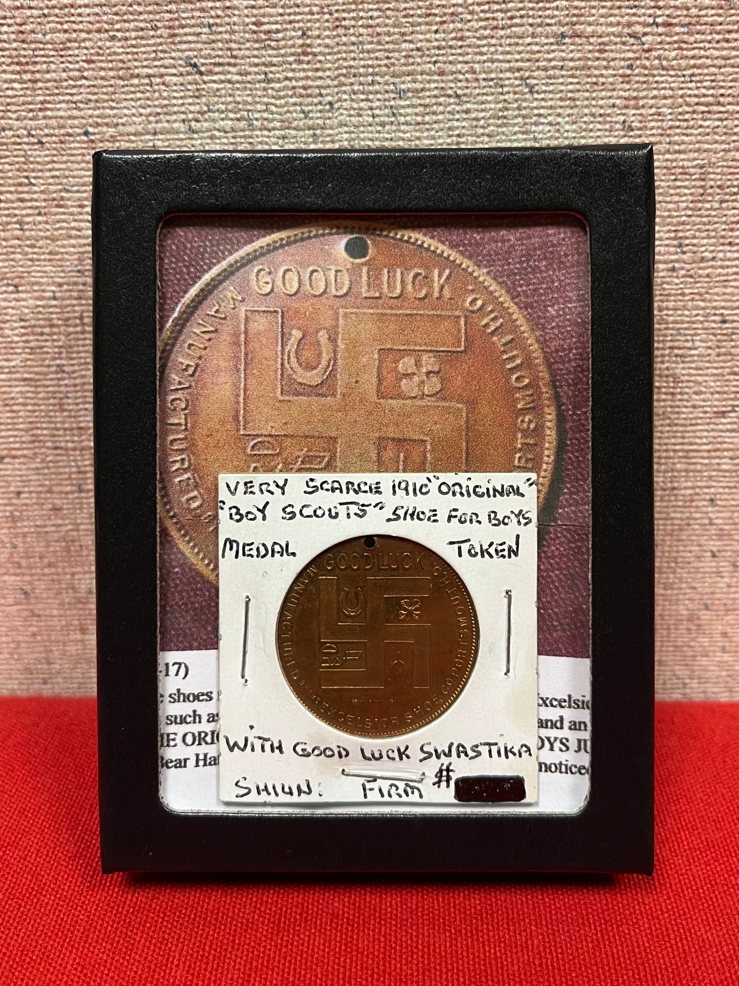 1910 Boyscouts of America “Swastika” Advertising Token Scarce (Shoe For Boys) Excelsior Shoe Co.