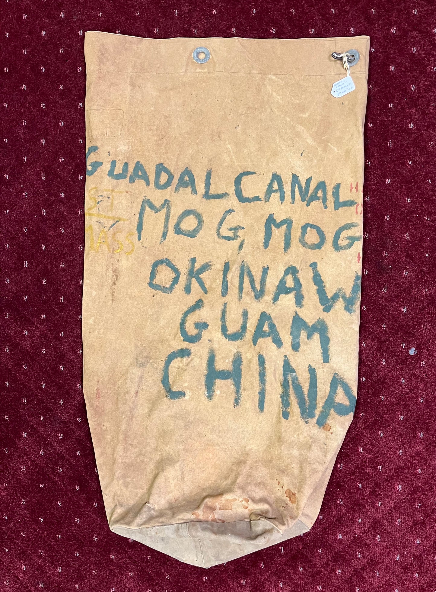 WW2 USMC “Painted” Seabag Guadalcanal/Okinawa ID H.T. Aubrey 6th Marine Div.