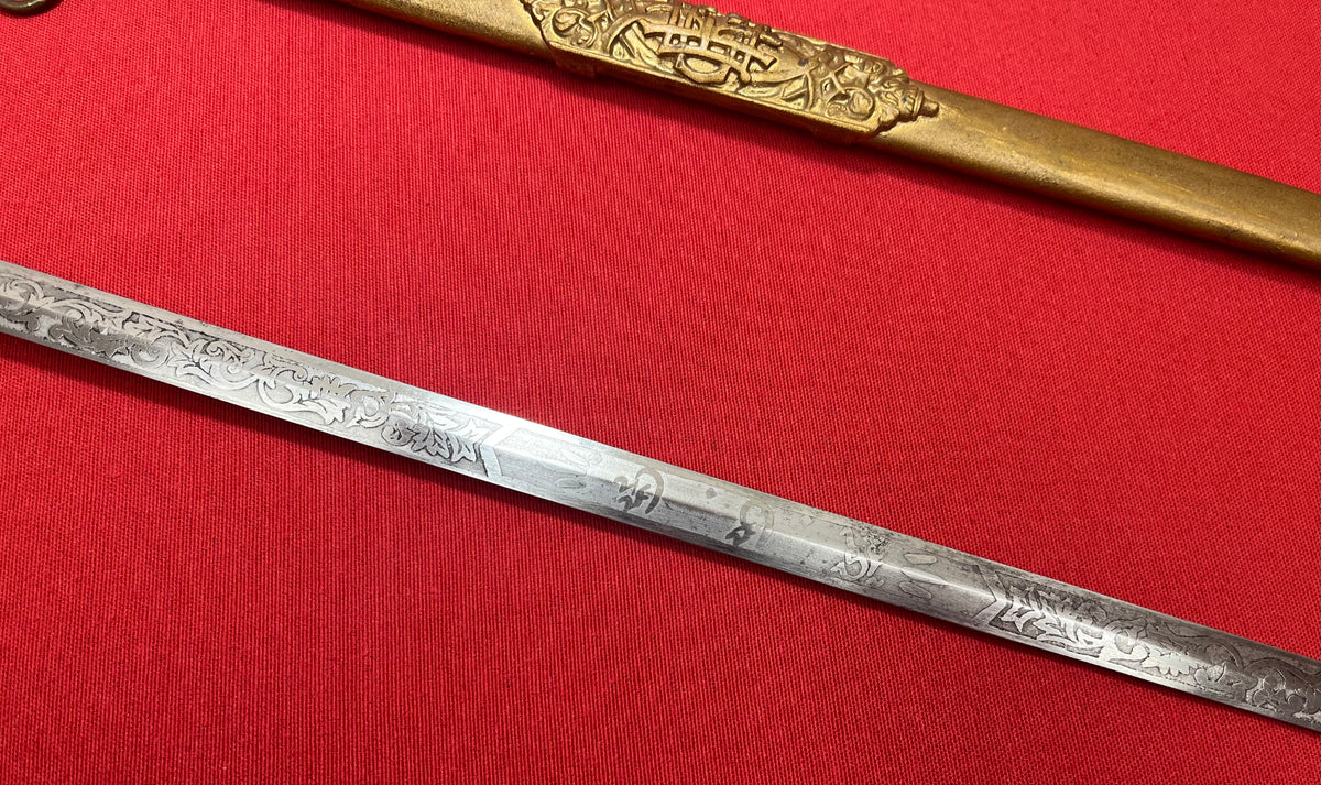 C.1872 Knights of the Golden Eagle Fraternal Masonic Sword - Engraved