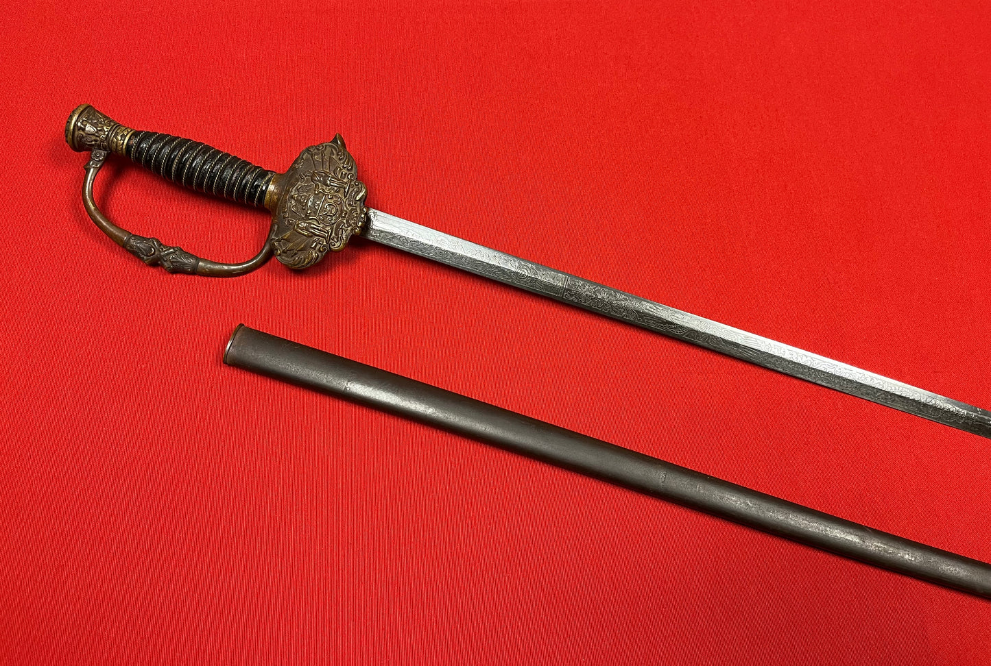 1800’s Sons of Veterans GAR Sword & Scabbard Etched Blade General Grant 1861-65