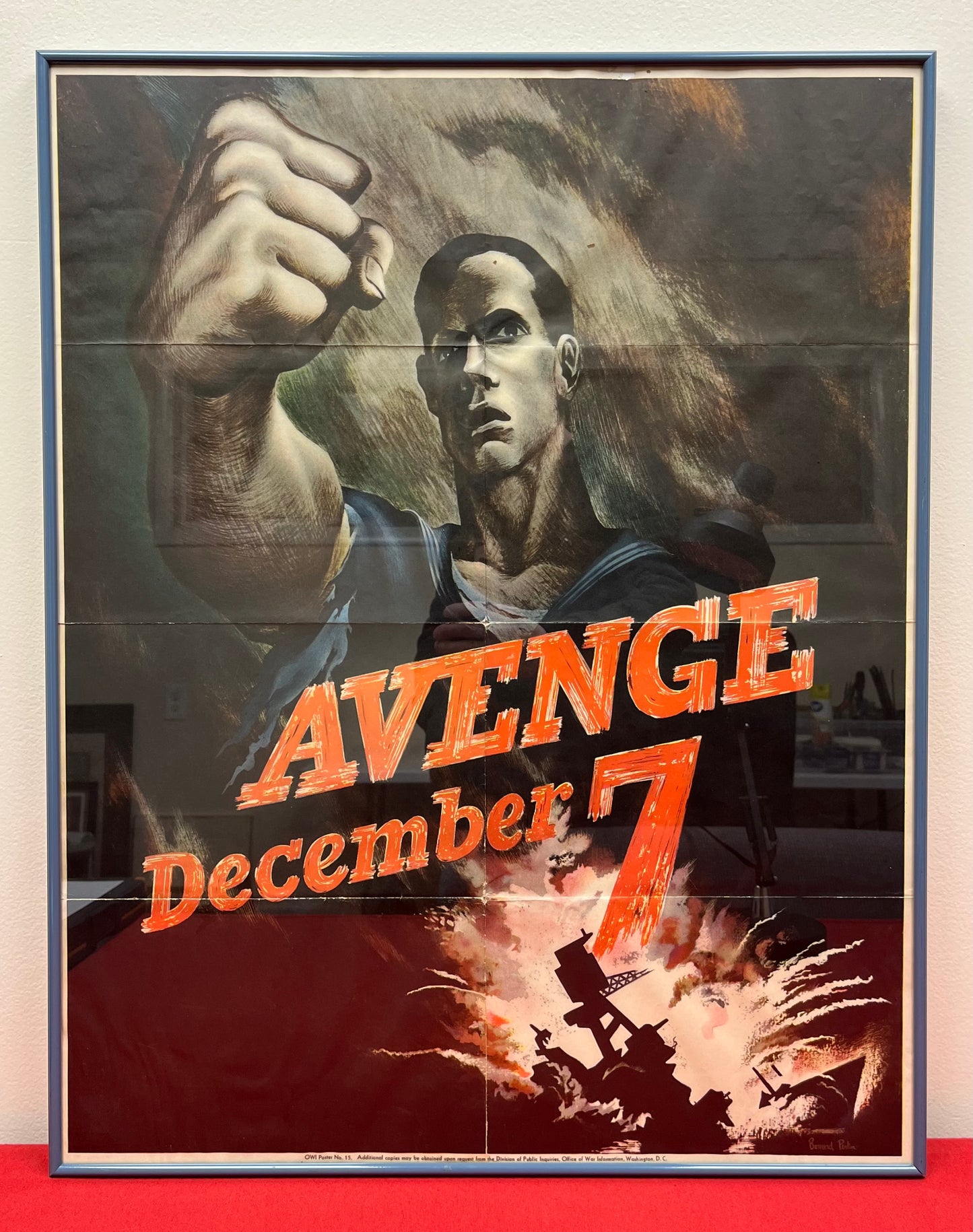 Original U.S. WWII 1942 Avenge December 7th (Pearl Harbor) OWI Propaganda Poster by Bernard Perlin - 22 x 28