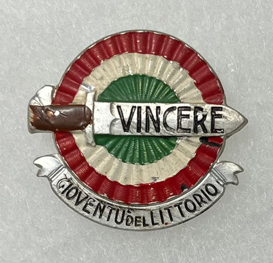 WWII Italian Fascist Youth (GIL) Victory Tinnie (Scarce)