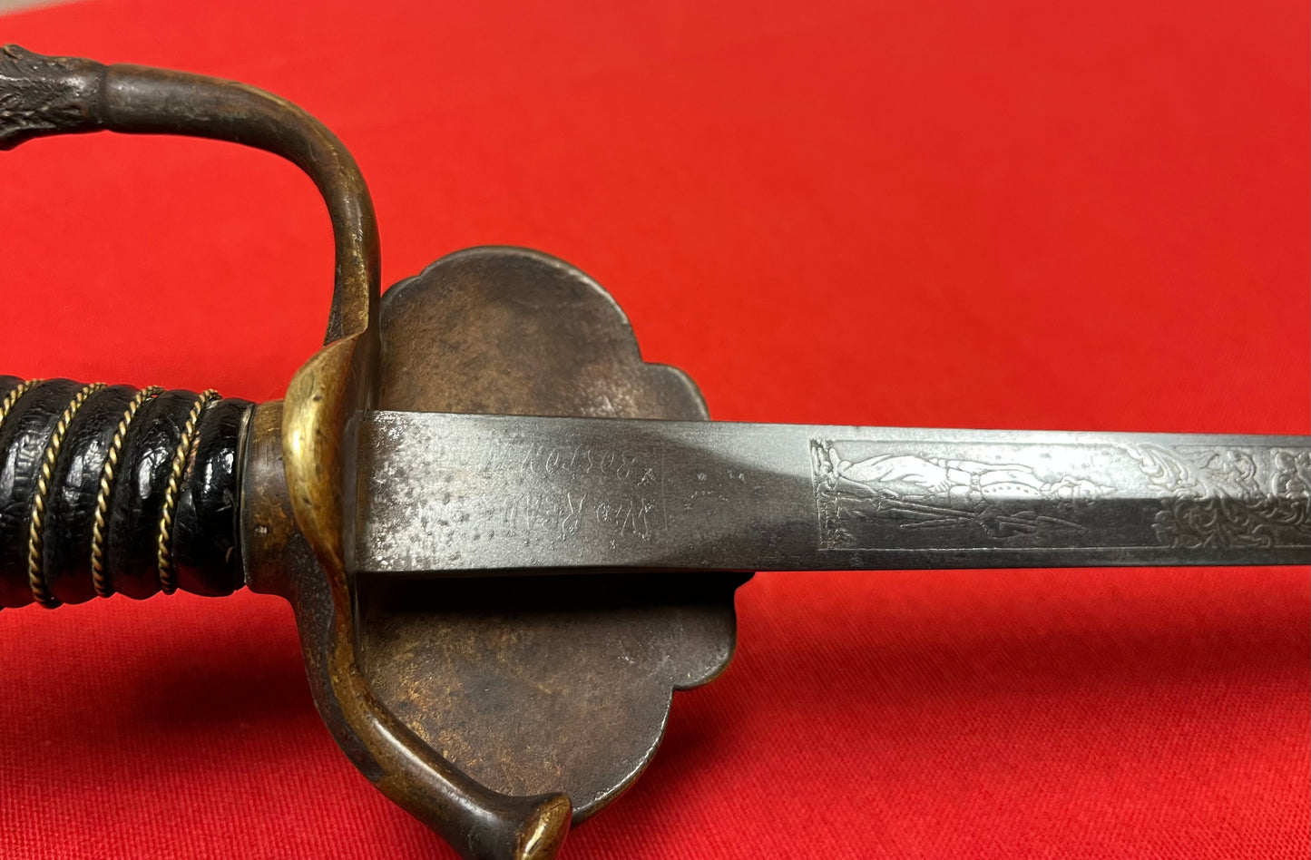 1800’s Sons of Veterans GAR Sword & Scabbard Etched Blade General Grant 1861-65