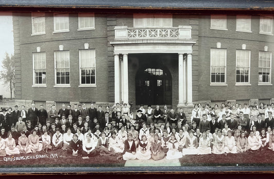 1919 Gettysburg High School (Panoramic) Photograph in Wooden Frame by Marian F. Willams - Gettysburg Battlefield Photographer