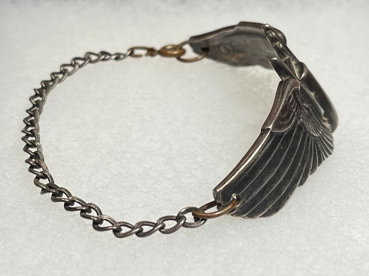 WWII USAAF 3” AERIAL GUNNER WINGS BRACELET - .925 STERLING