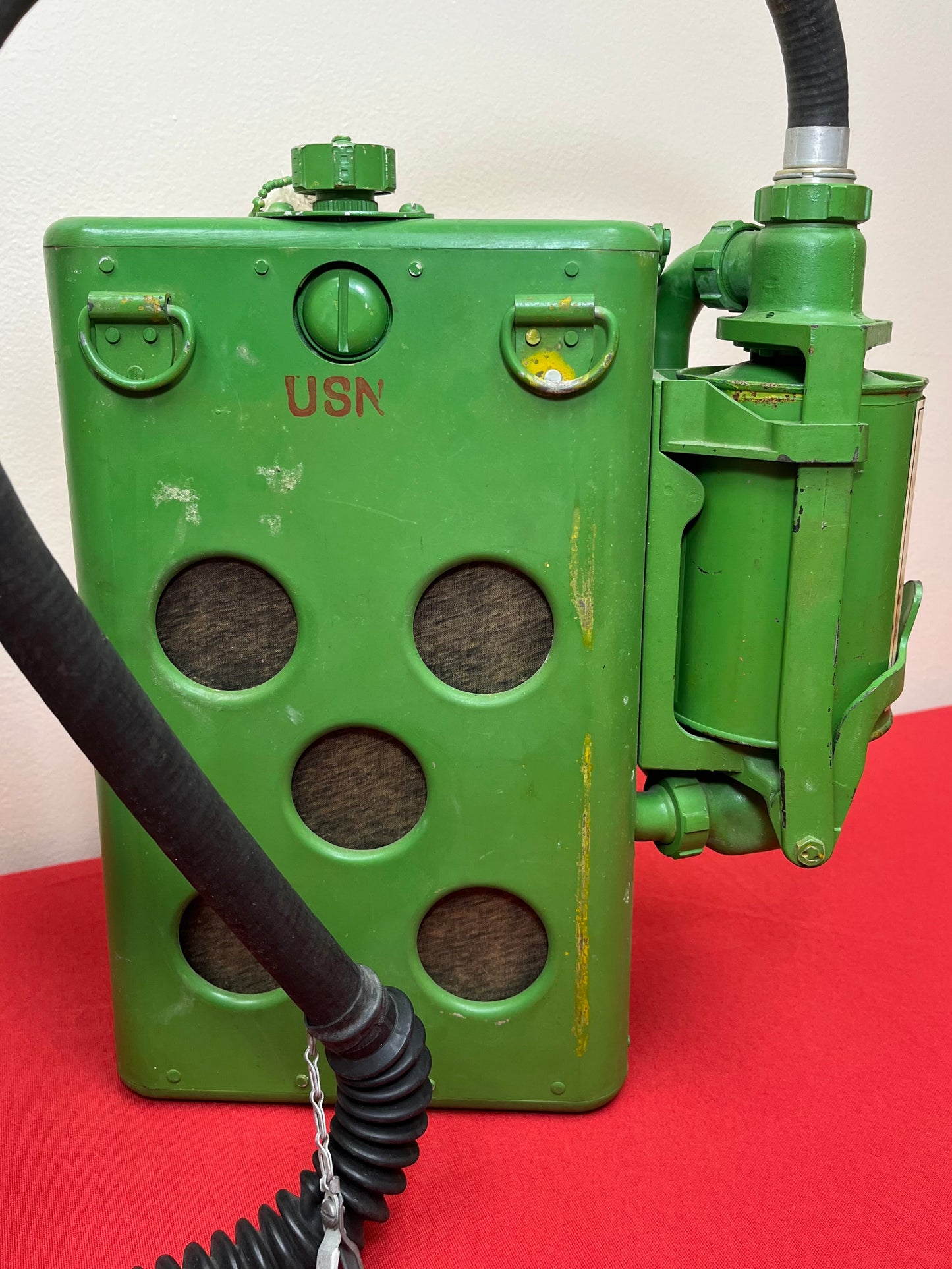 Original U.S. WWII Navy (Blimp) Rebreather Aircraft Breathing Apparatus + Mask & Oxygen Generating Cannister