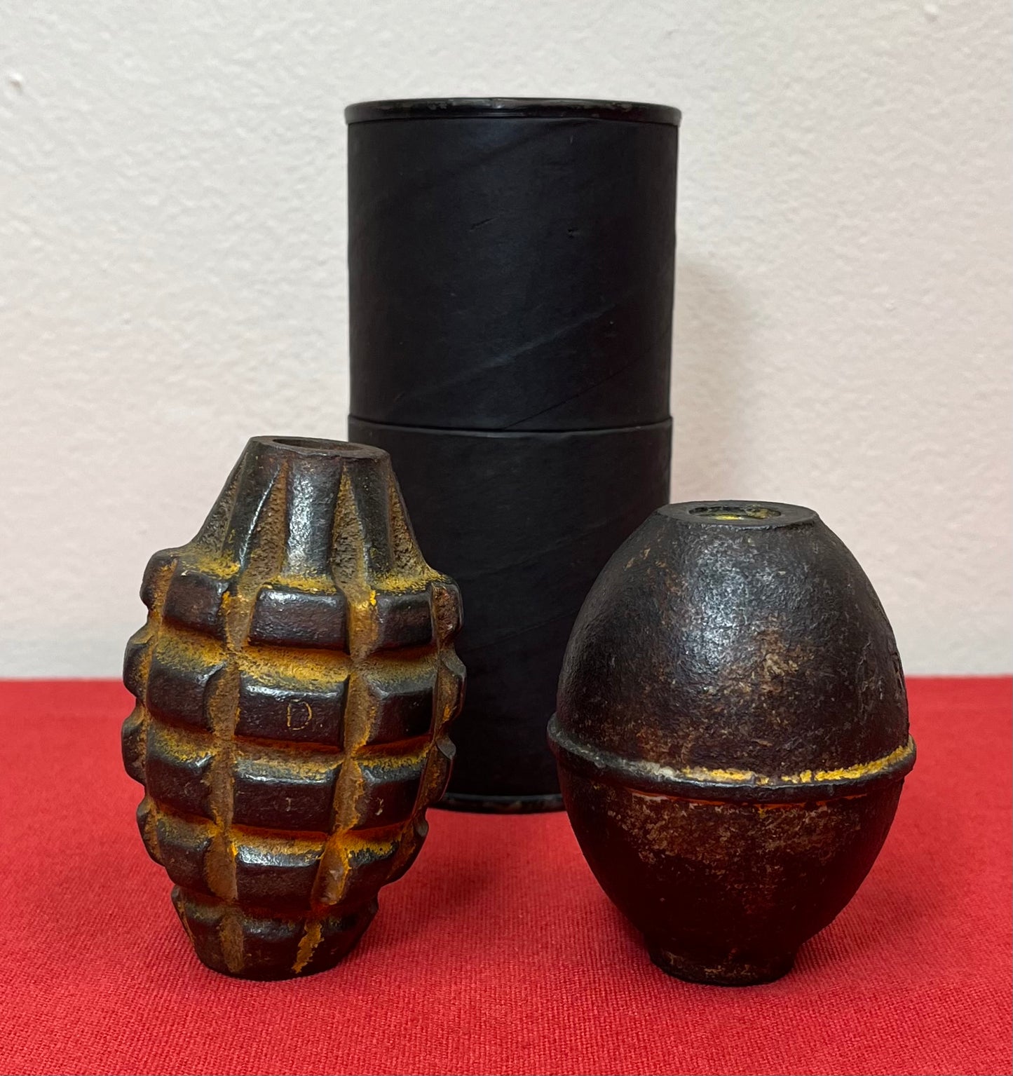 Authentic U.S. MkII Pineapple & M62 RFX55 (Inert) Practice Grenades W/ Tube