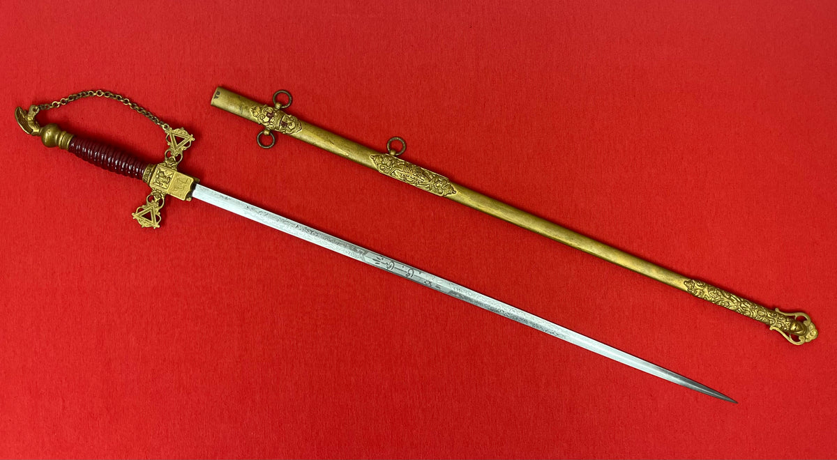 C.1872 Knights of the Golden Eagle Fraternal Masonic Sword - Engraved