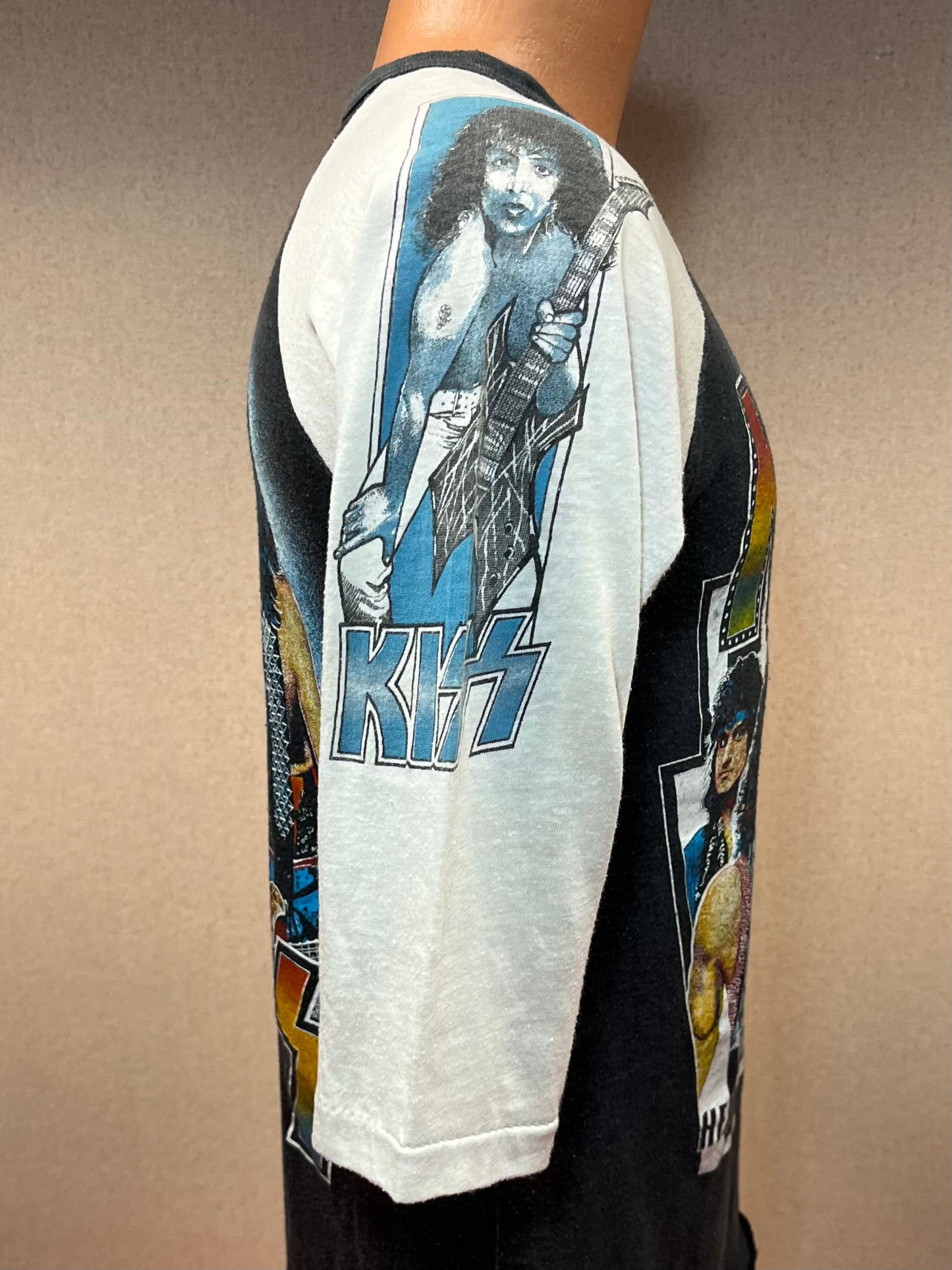 1980's Kiss - Heaven's On Fire Tour Concert Shirt 3/4 Sleeve - Original Single Stitch