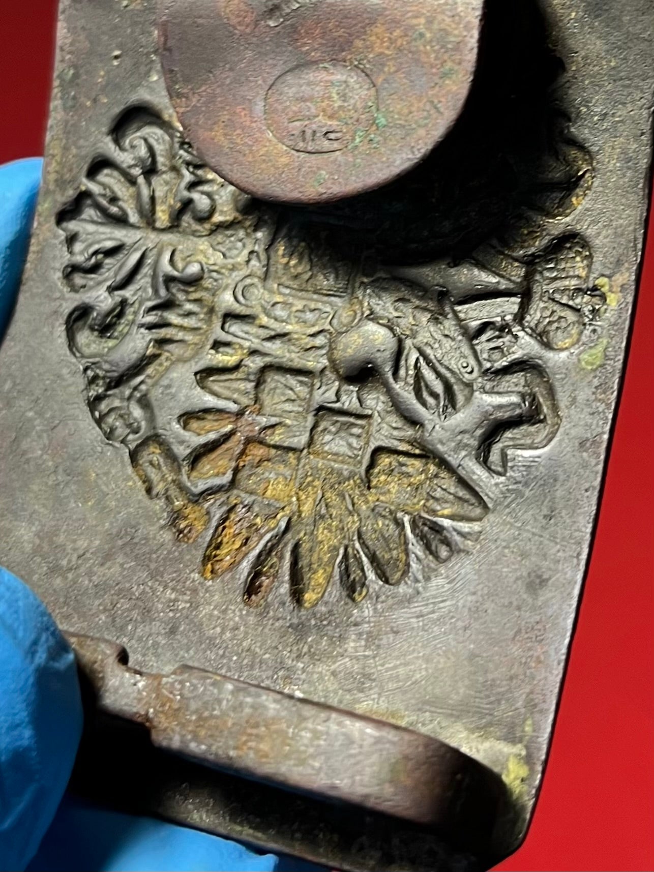 WW1 Russian Imperial Army Infantry Uniform Brass Belt Buckle with Maker Mark 52