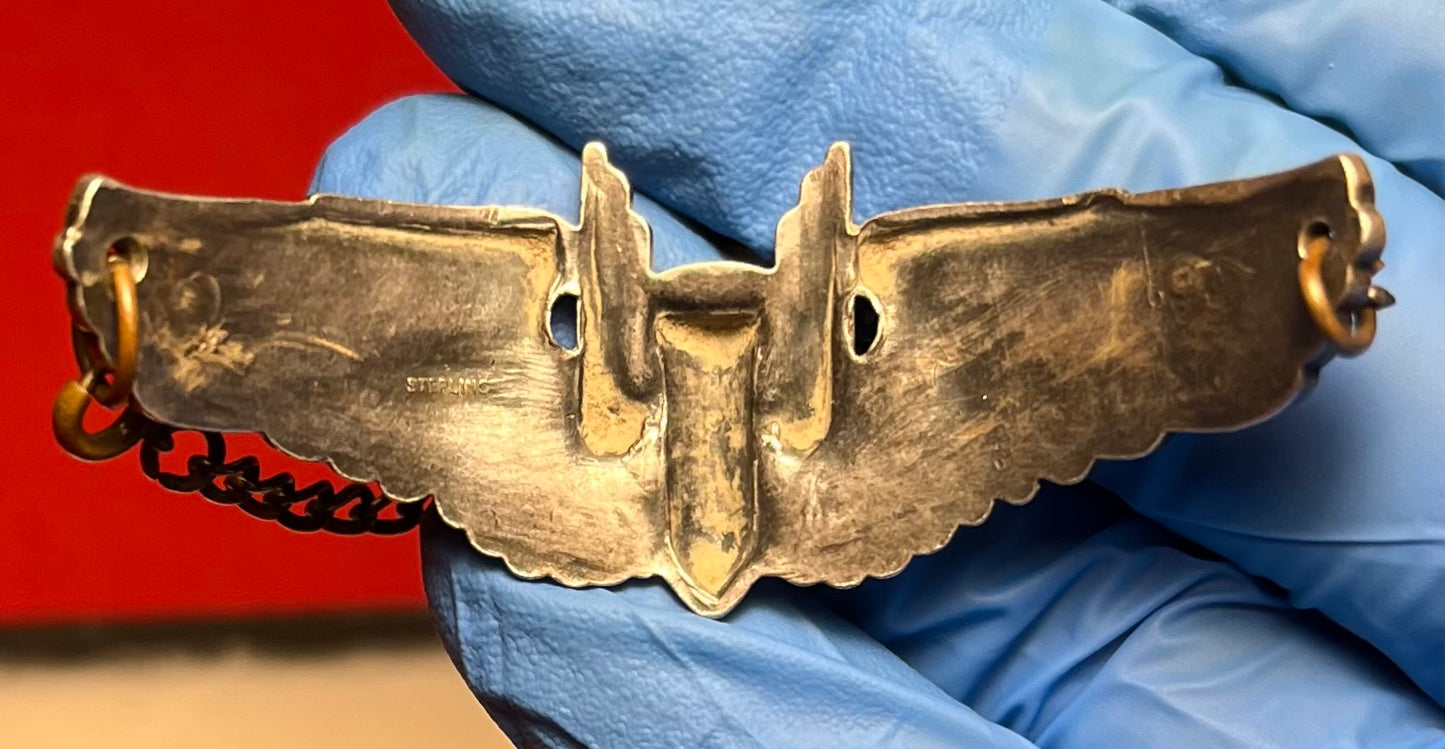 WWII USAAF 3” AERIAL GUNNER WINGS BRACELET - .925 STERLING
