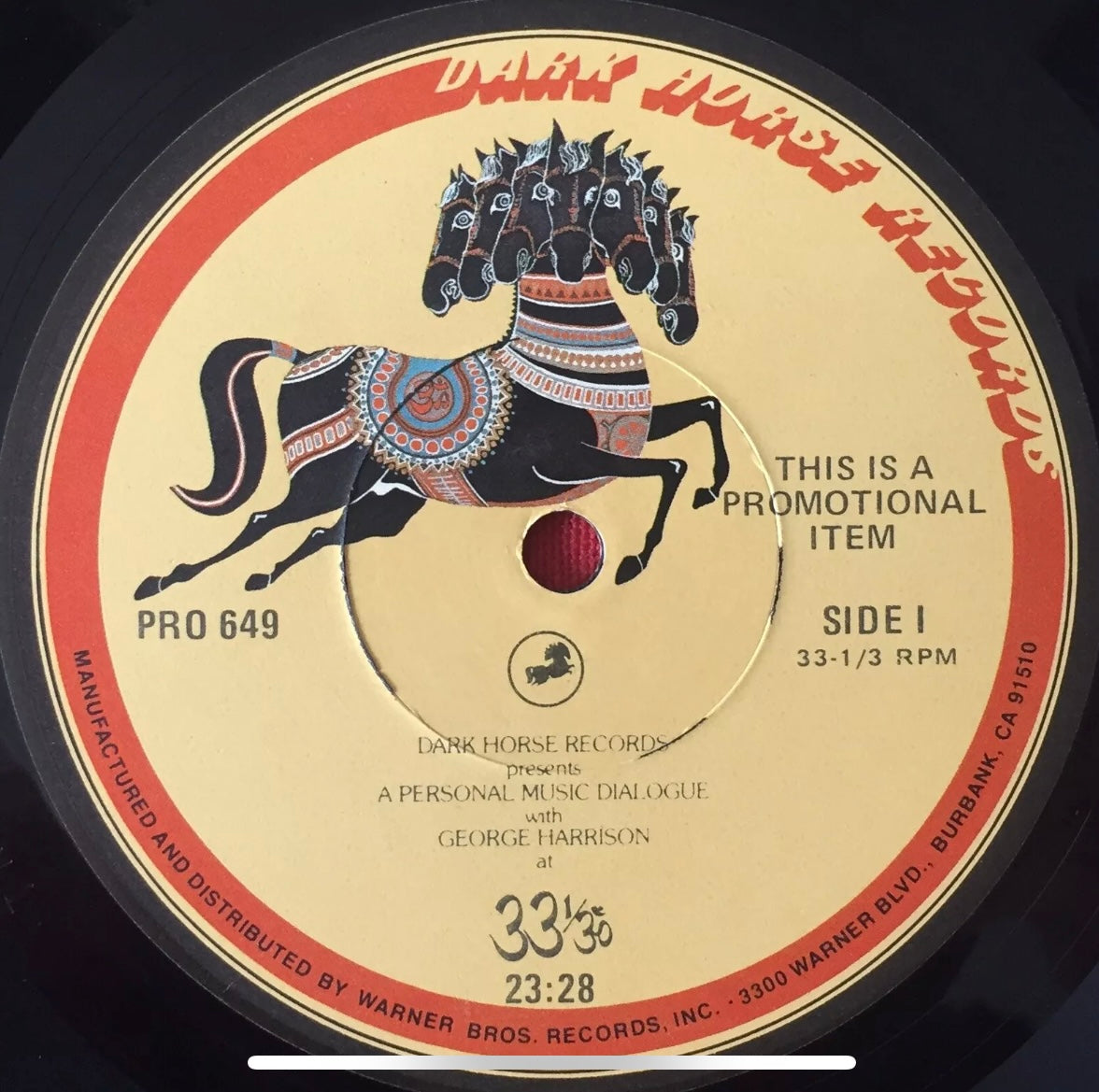 George Harrison- A Personal Music Dialogue (Promo Copy) Dark Horse Record / Beatles