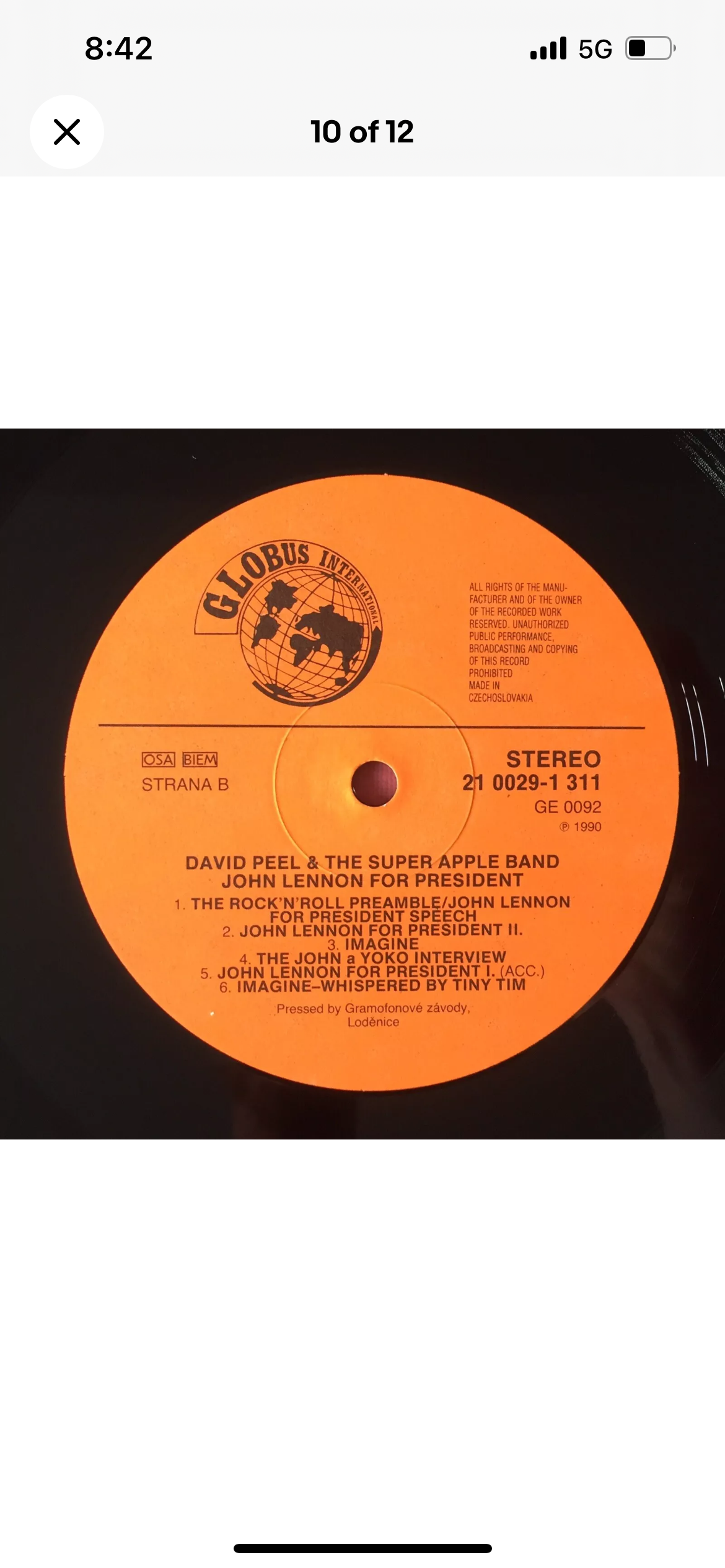 David Peel & The Super Apple Band / John Lennon for President / Czechoslovakia Pressing - Beatles
